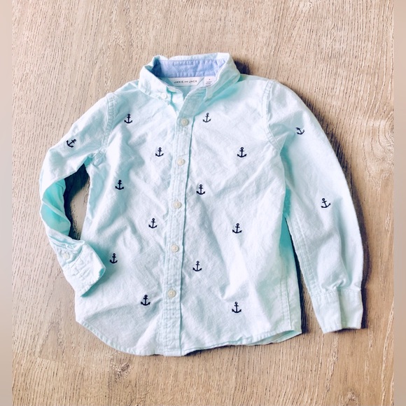 Janie and Jack LS Button Down Shirt Boys 4 - Picture 1 of 7